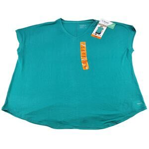 Mondetta Shirt Womens XXL Relaxed Tencel Odor Free Short Sleeve Green V Neck New